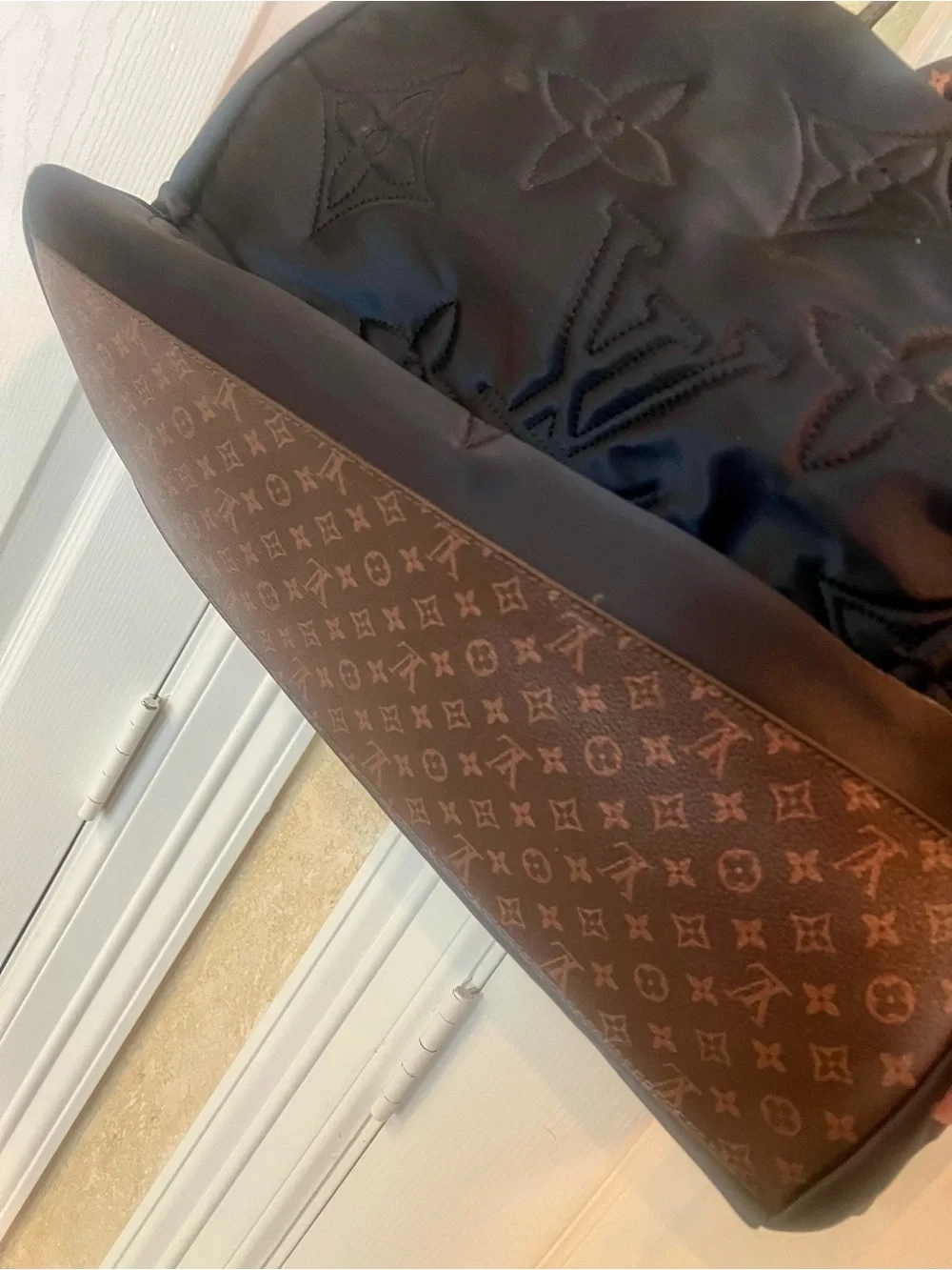 LV Initial Black Quilted Monogram Tote Bag - Picture 4 of 6